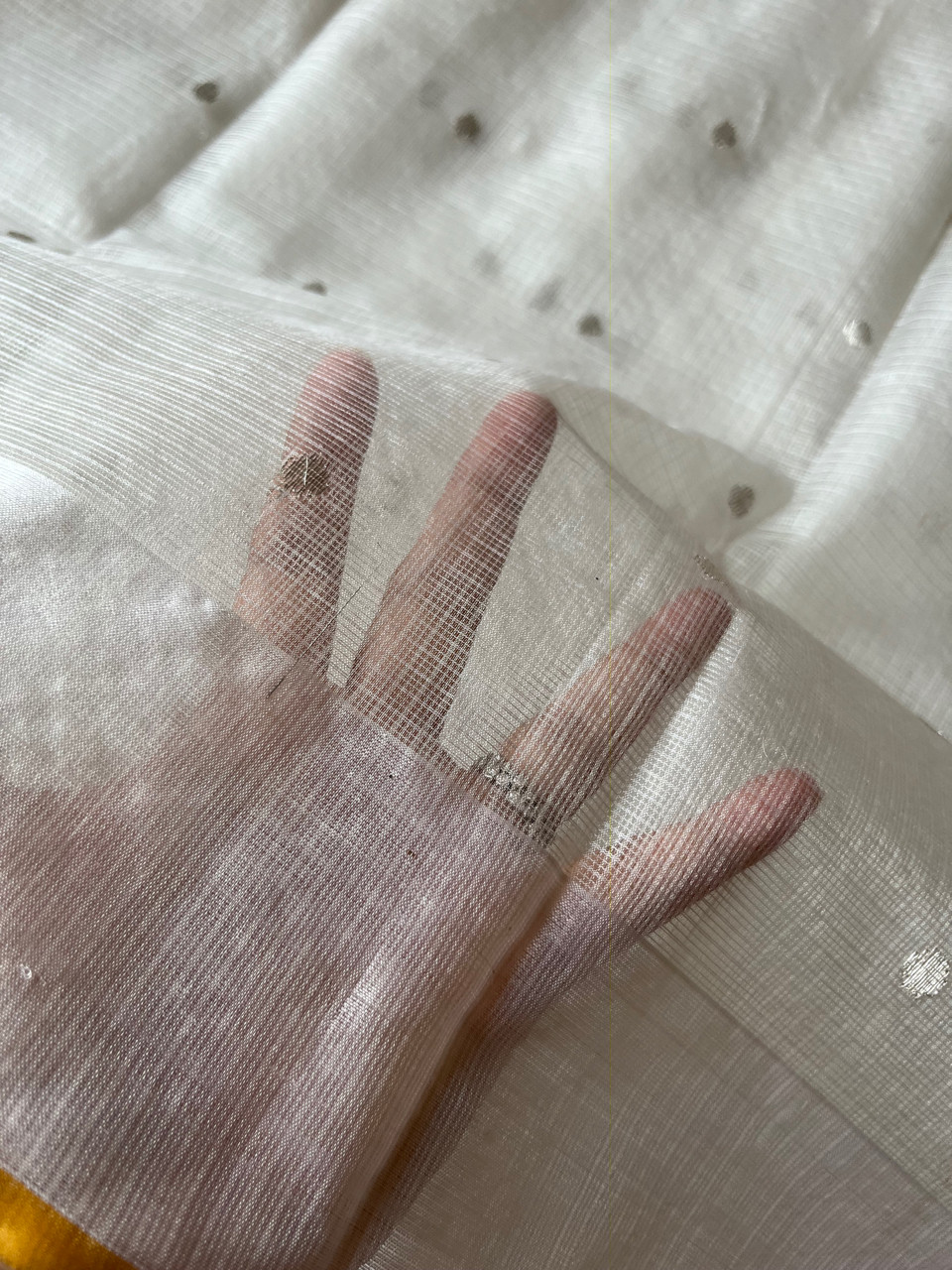 Kota Doria pure silk handloom saree with silver zari