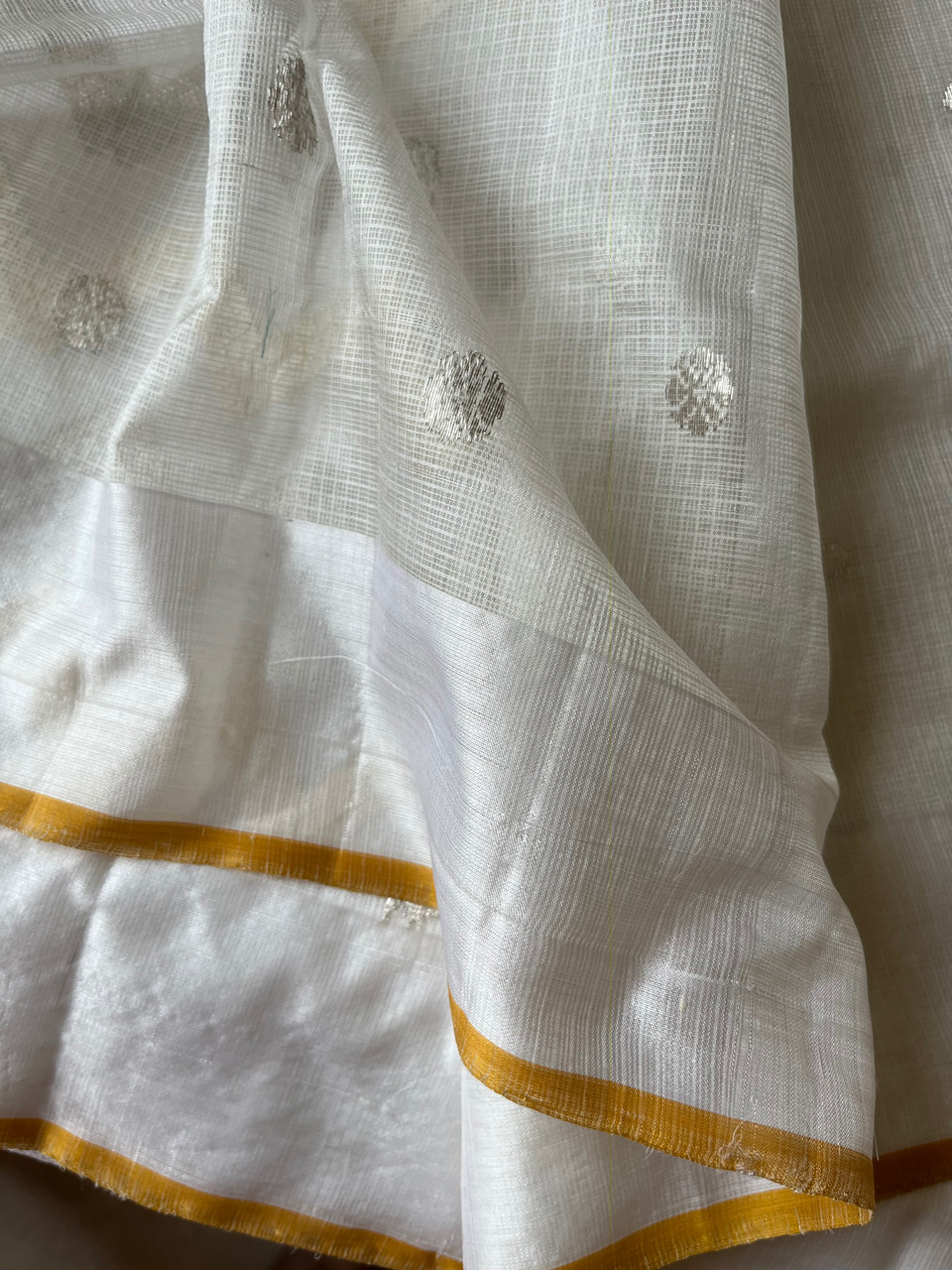 Kota Doria pure silk handloom saree with silver zari