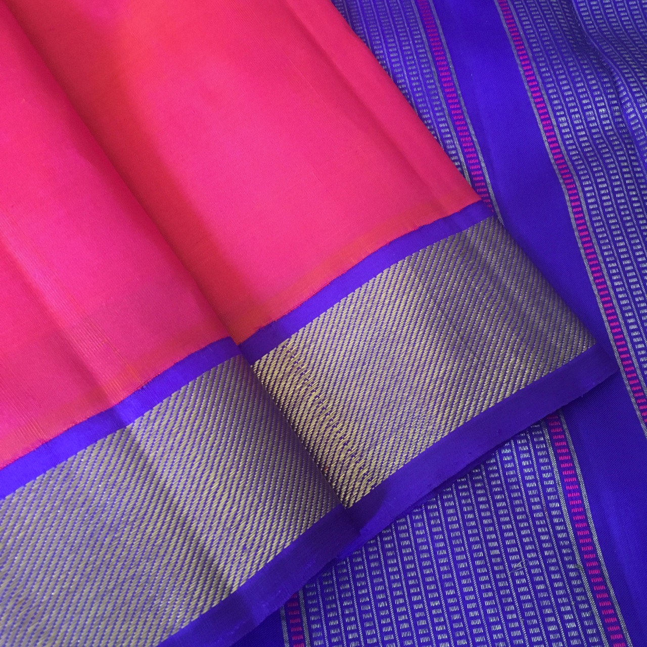 Kanchipuram silk handloom saree with Ikat blouse fabric