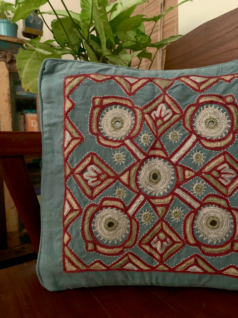 Paako embroidery cushion cover 12 x 12 inches