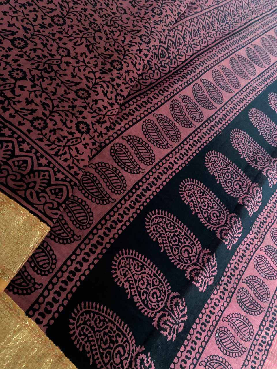 Bagh hand block printed Maheshwari handloom saree