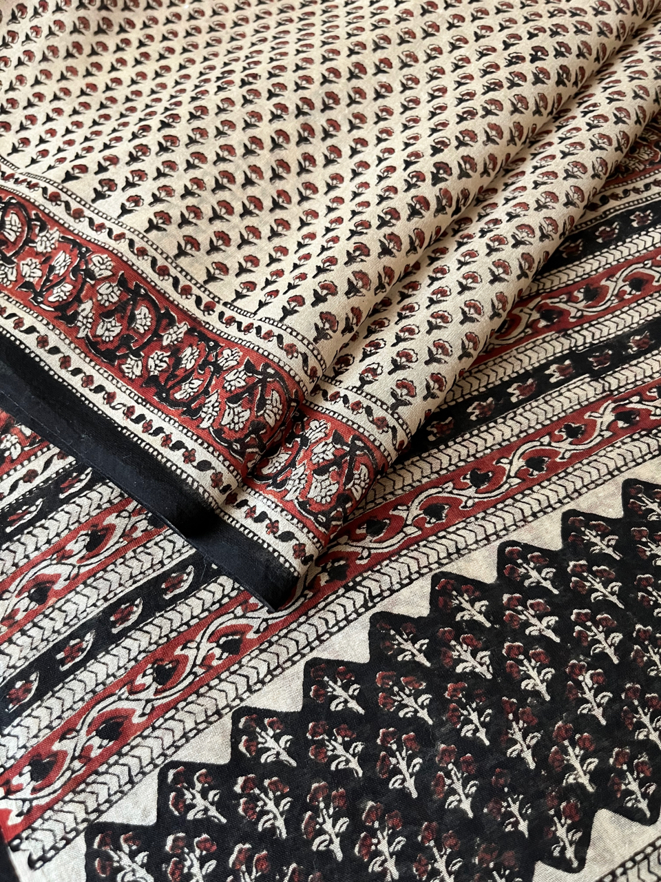 Bagru hand block printed cotton-silk saree