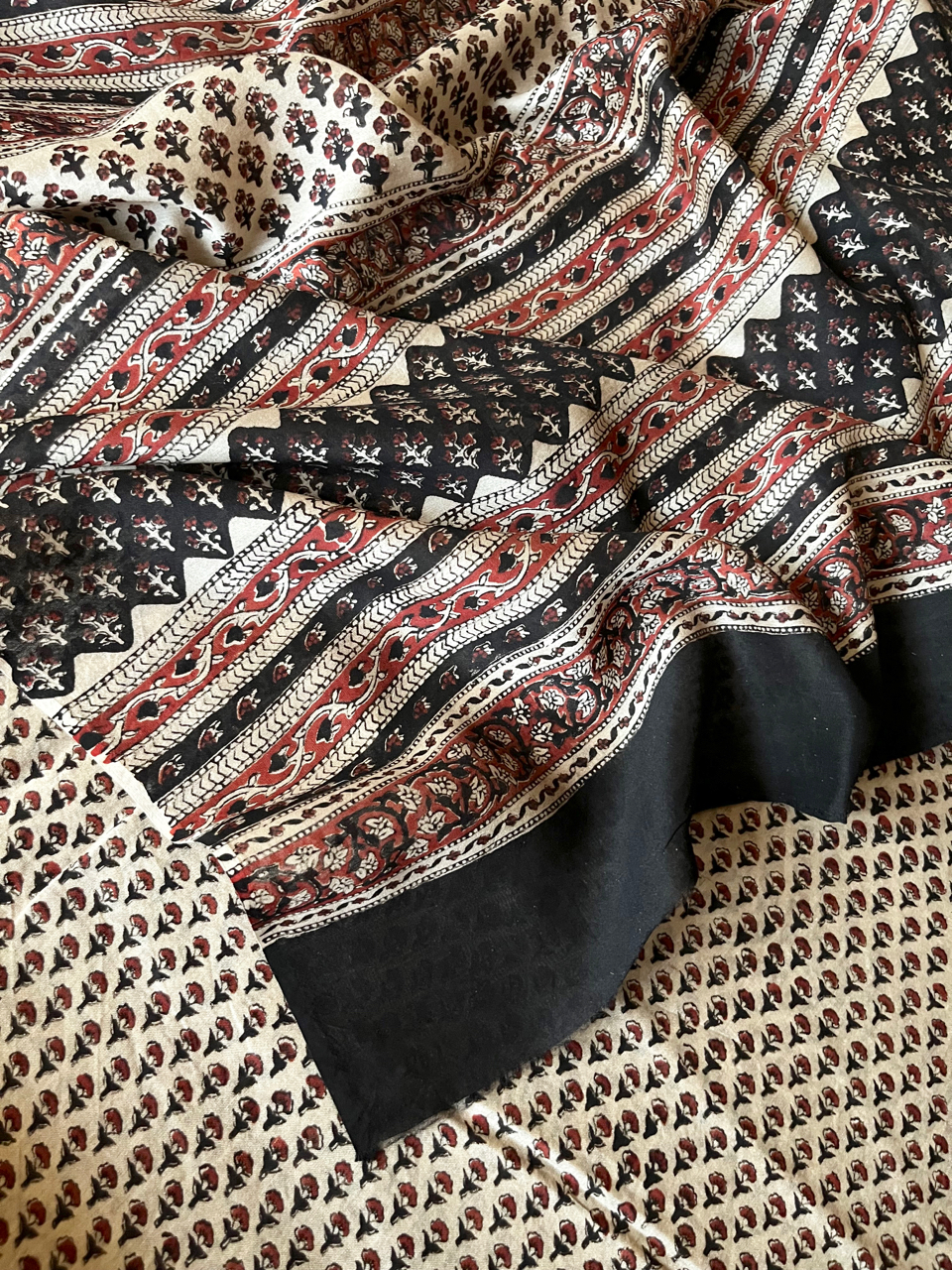 Bagru hand block printed cotton-silk saree