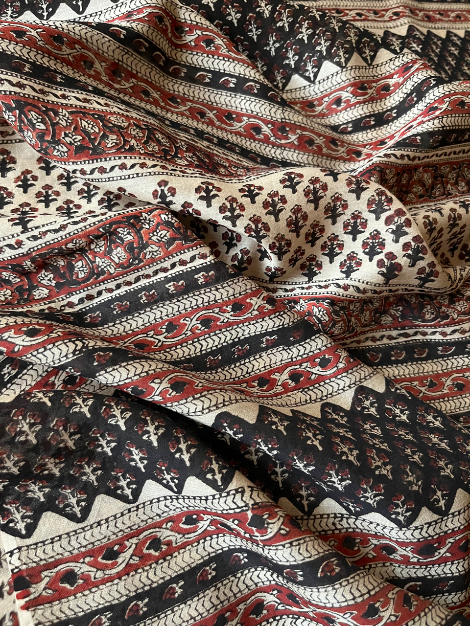 Bagru hand block printed cotton-silk saree