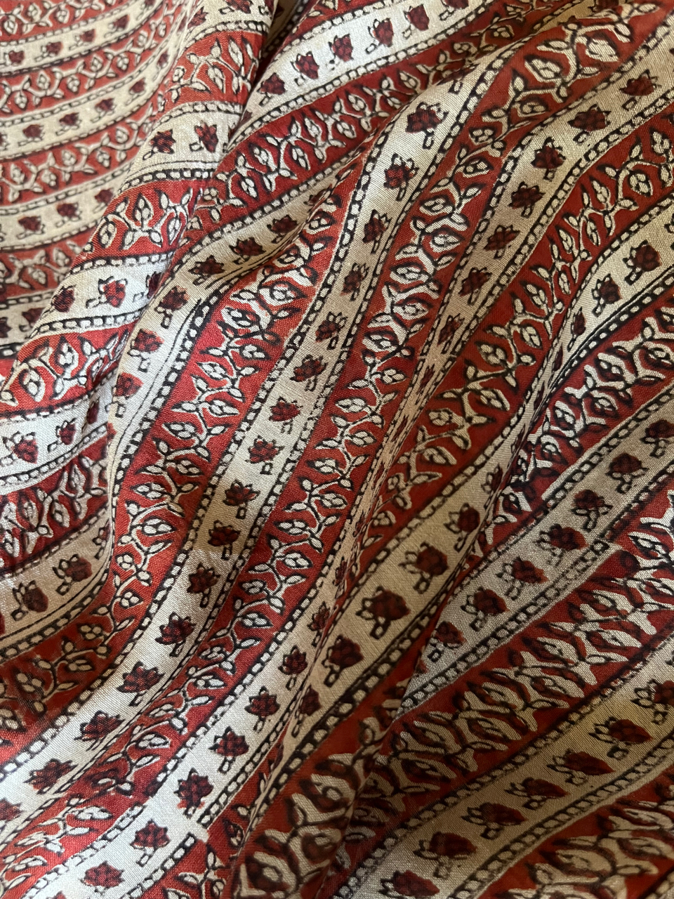 Bagru hand block printed cotton-silk saree