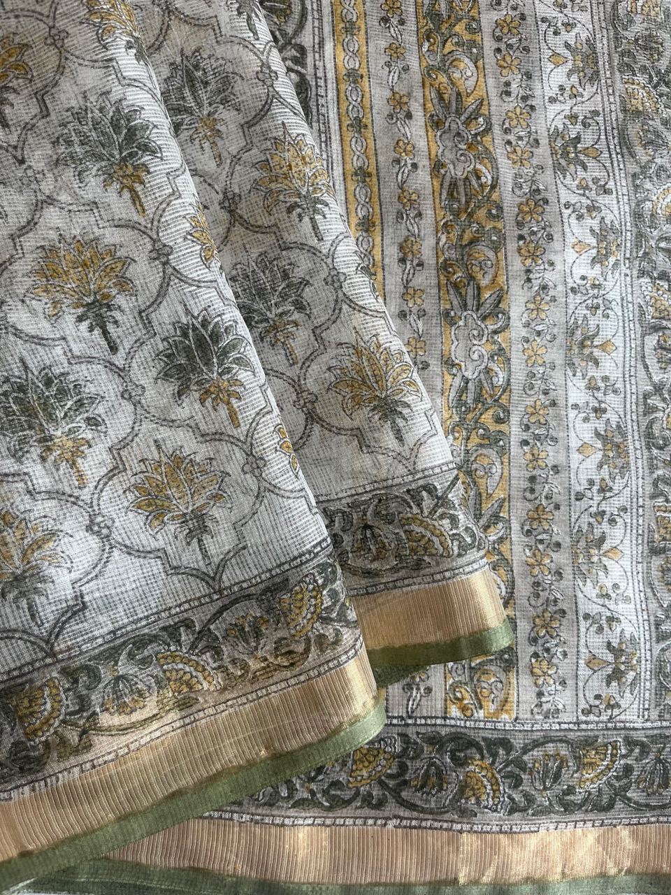 Bagru hand block printed Kota silk saree