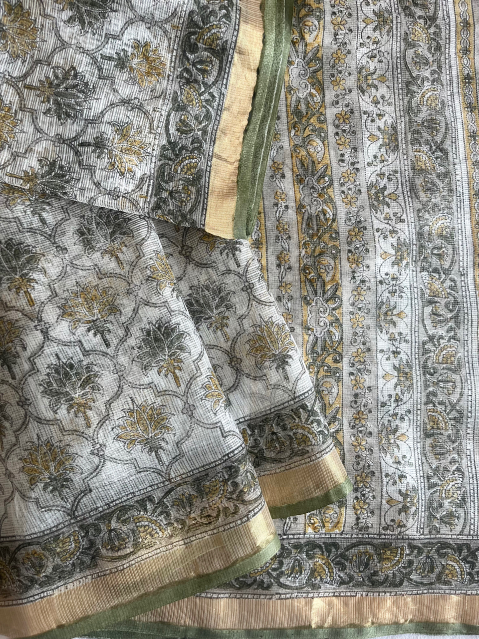 Bagru hand block printed Kota silk saree