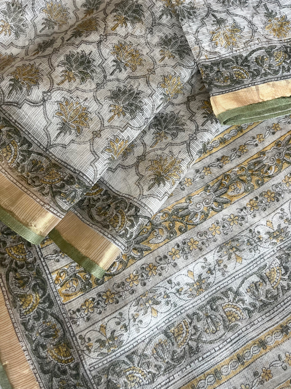 Bagru hand block printed Kota silk saree