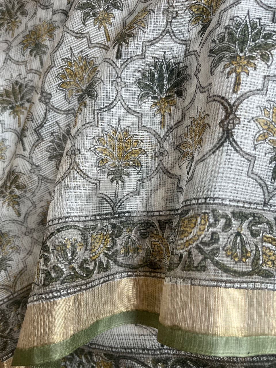 Bagru hand block printed Kota silk saree