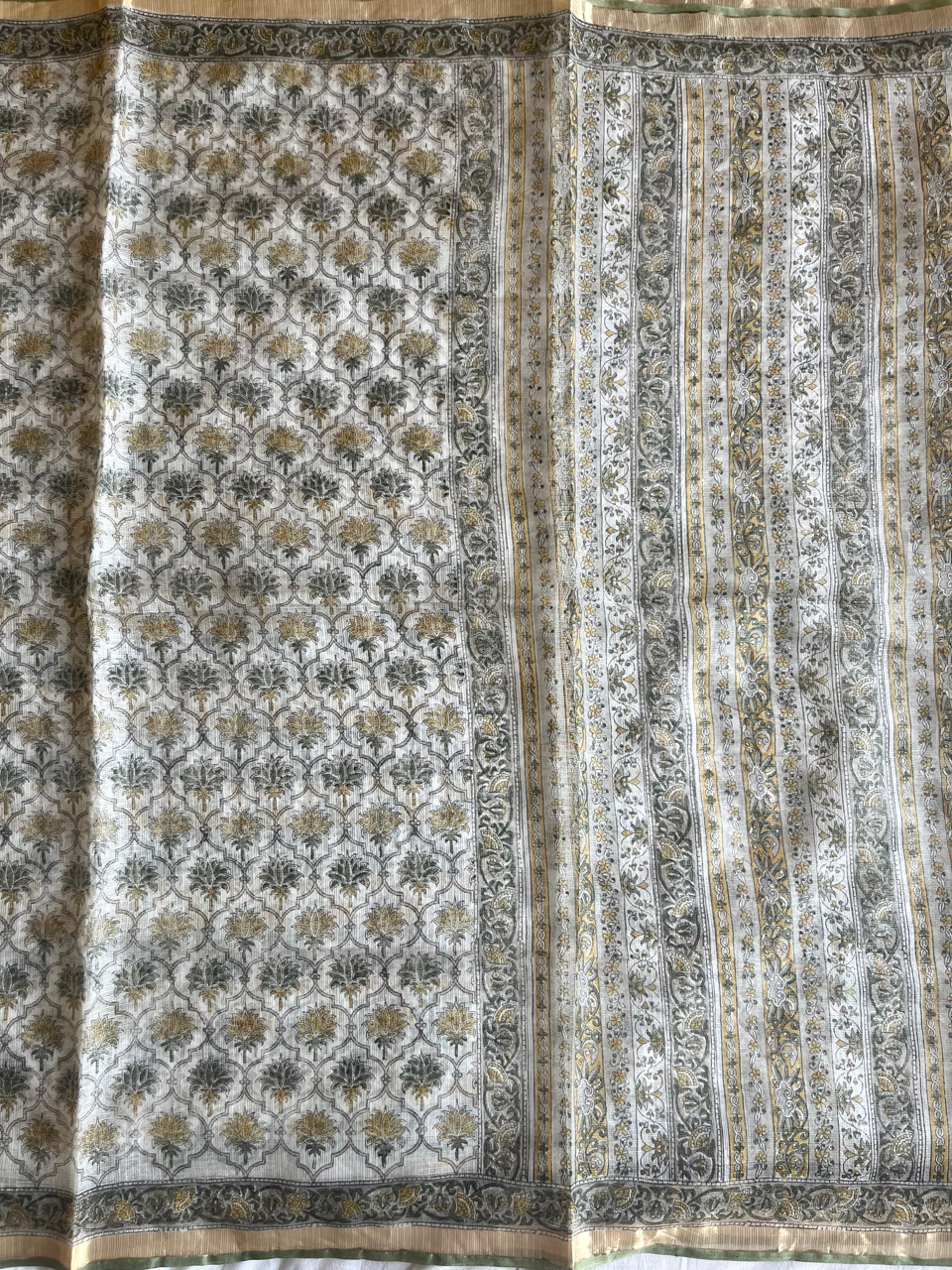 Bagru hand block printed Kota silk saree