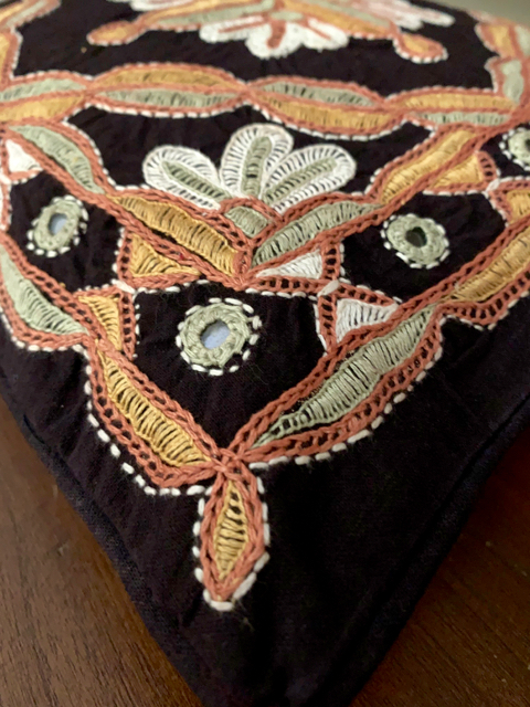 Paako embroidery cushion cover with tassels 12 x 12 inches