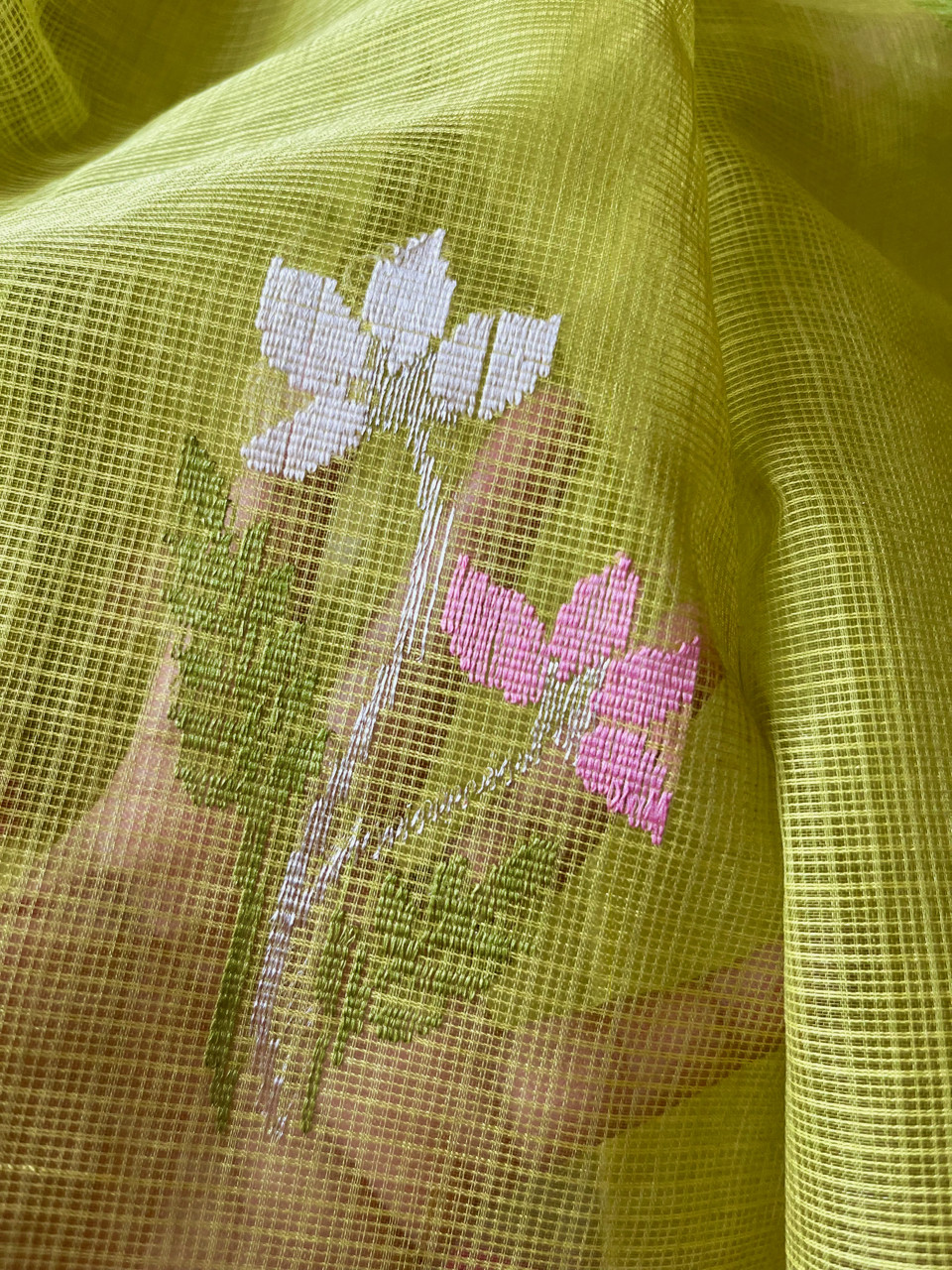 Kota Doria cotton-silk handloom saree with silver zari