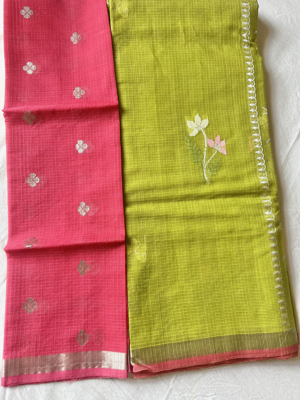 Kota Doria cotton-silk handloom saree with silver zari