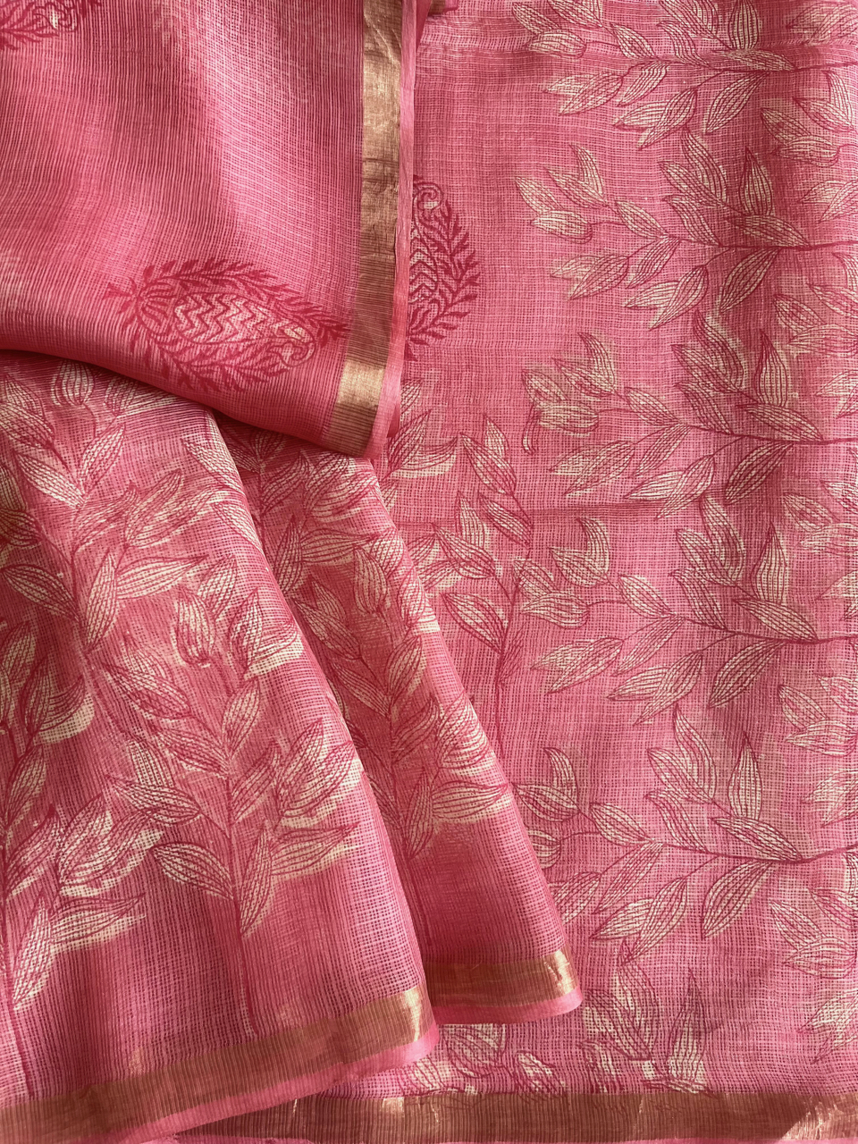 Bagru hand block printed Kota silk saree