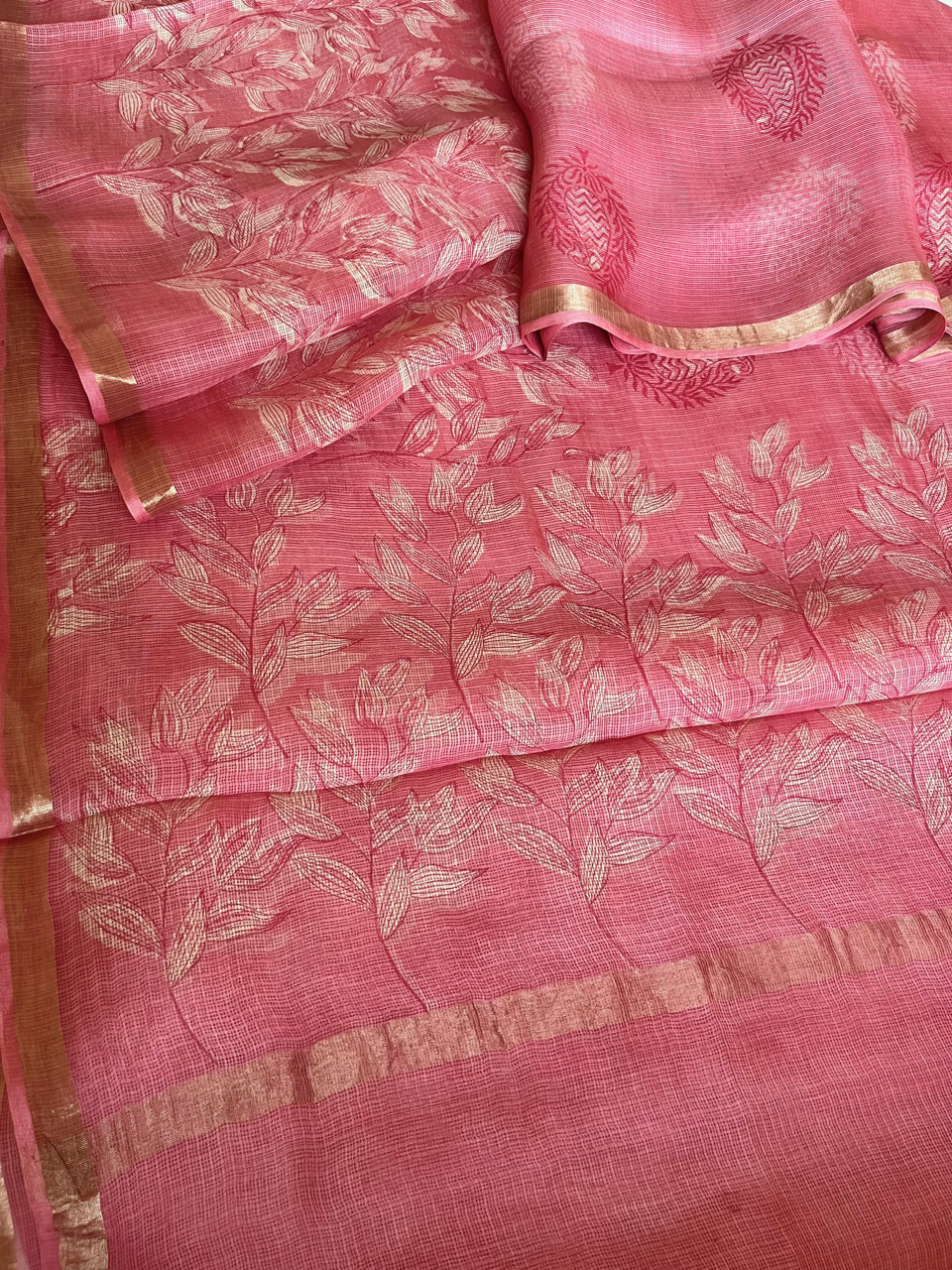 Bagru hand block printed Kota silk saree