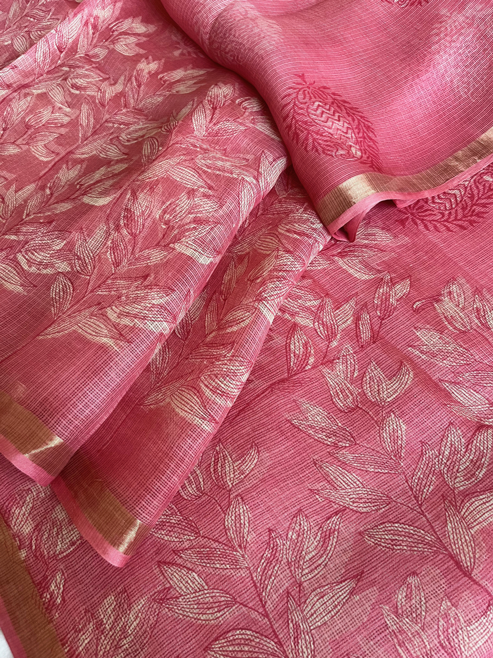 Bagru hand block printed Kota silk saree