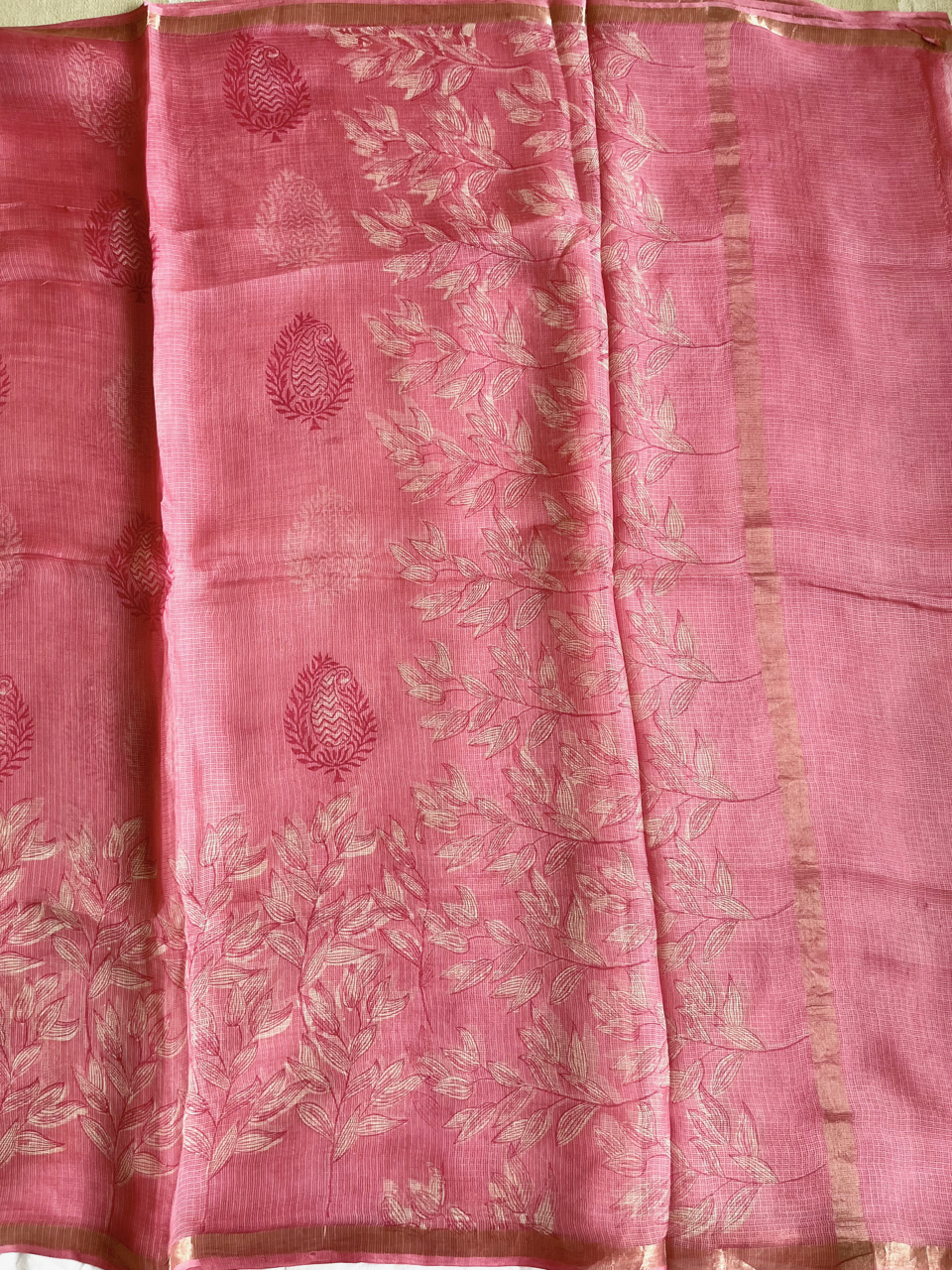 Bagru hand block printed Kota silk saree