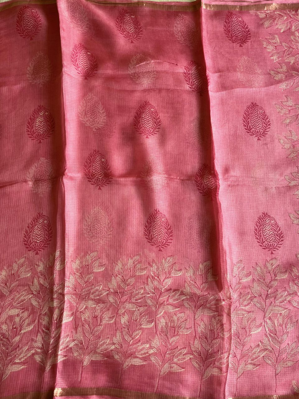 Bagru hand block printed Kota silk saree