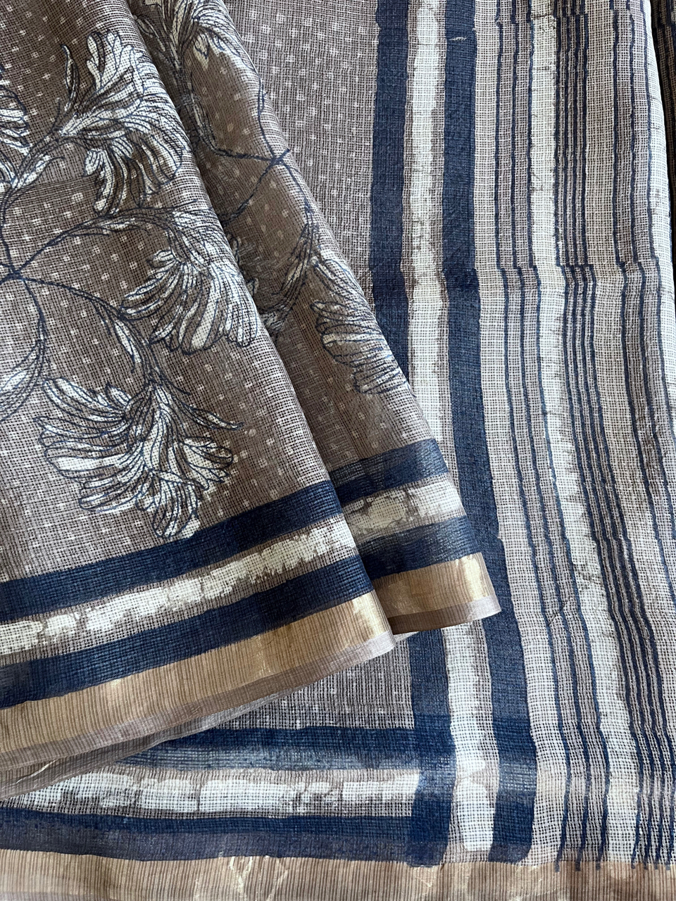 Bagru hand block printed Kota silk saree