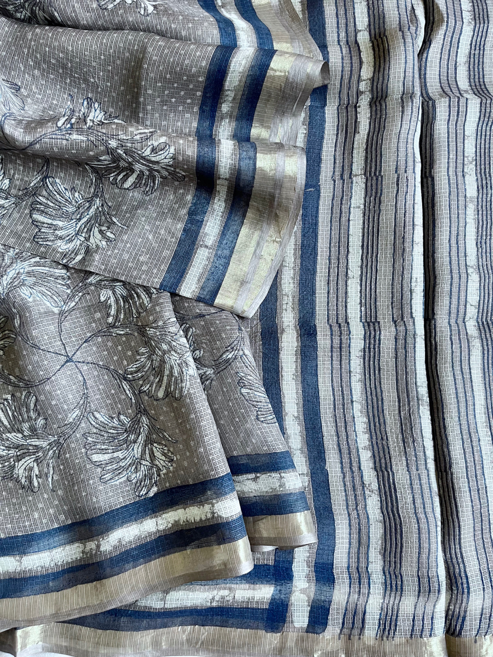 Bagru hand block printed Kota silk saree