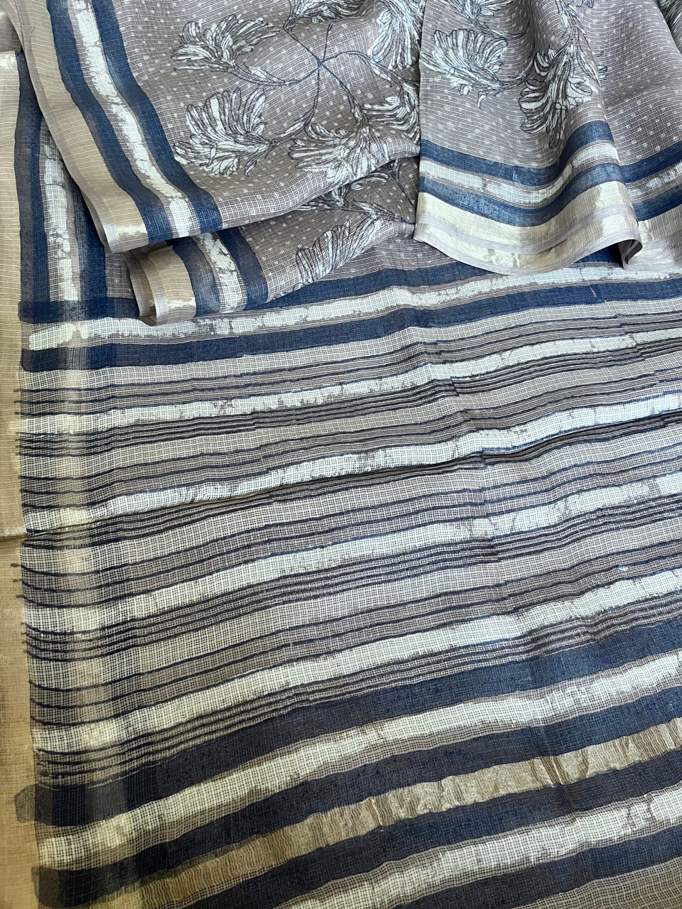 Bagru hand block printed Kota silk saree