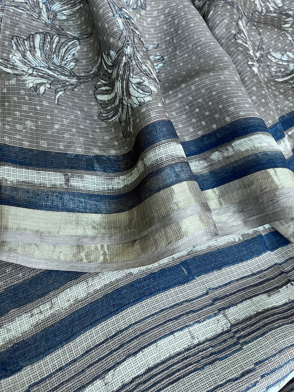 Bagru hand block printed Kota silk saree