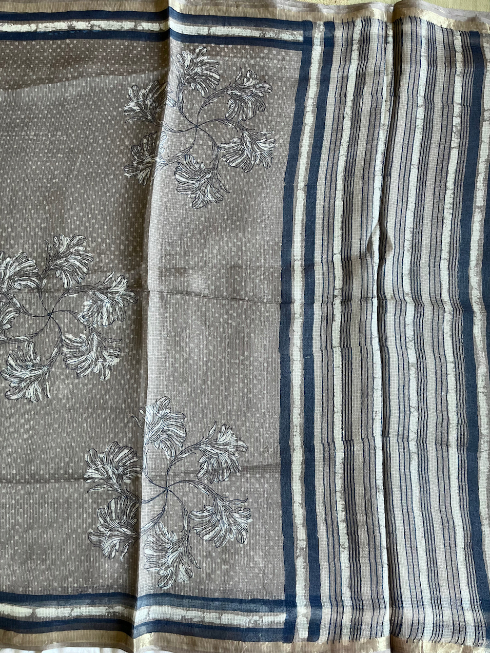 Bagru hand block printed Kota silk saree