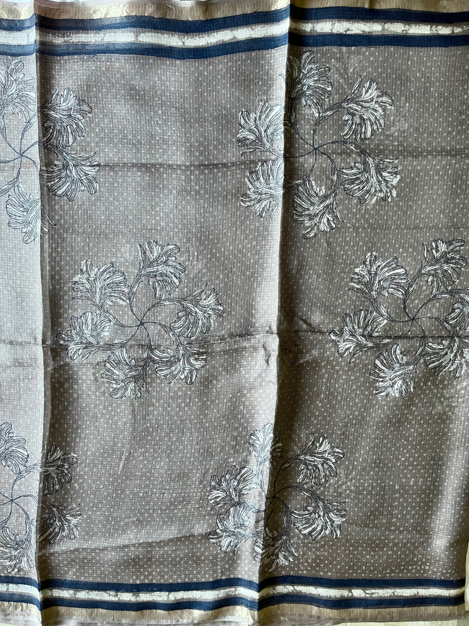 Bagru hand block printed Kota silk saree