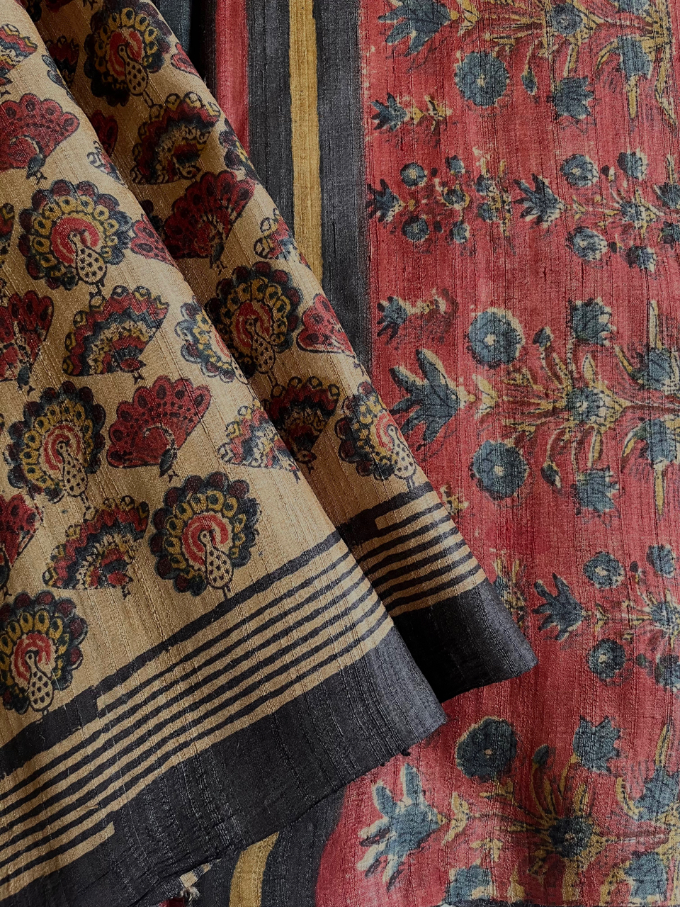 Bagru hand block printed Tussar silk saree