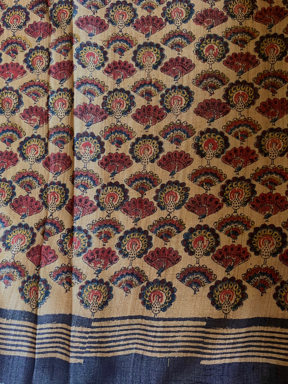 Bagru hand block printed Tussar silk saree