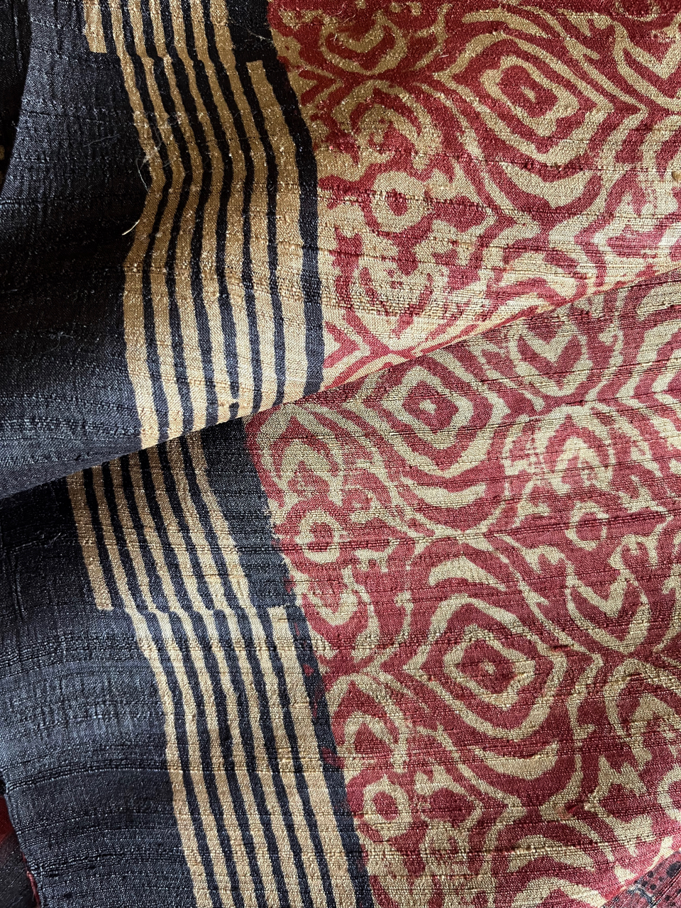 Bagru hand block printed Tussar silk saree