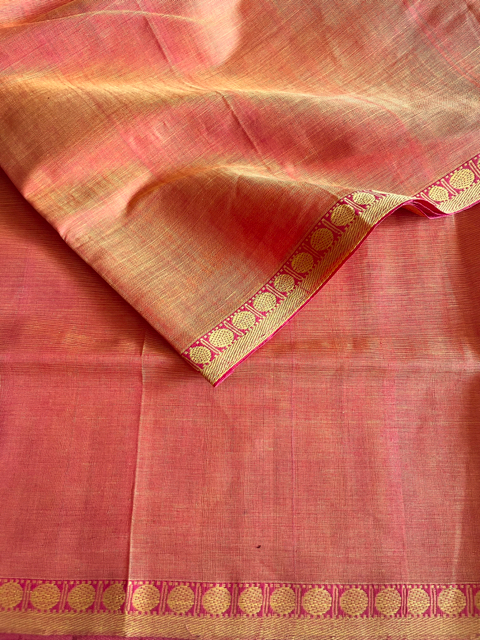 Andhra cotton handloom saree with handloom Ikat cotton blouse piece