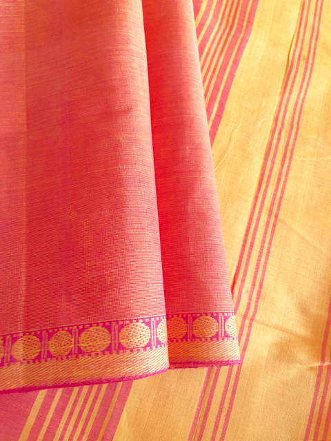 Andhra cotton handloom saree with handloom Ikat cotton blouse piece