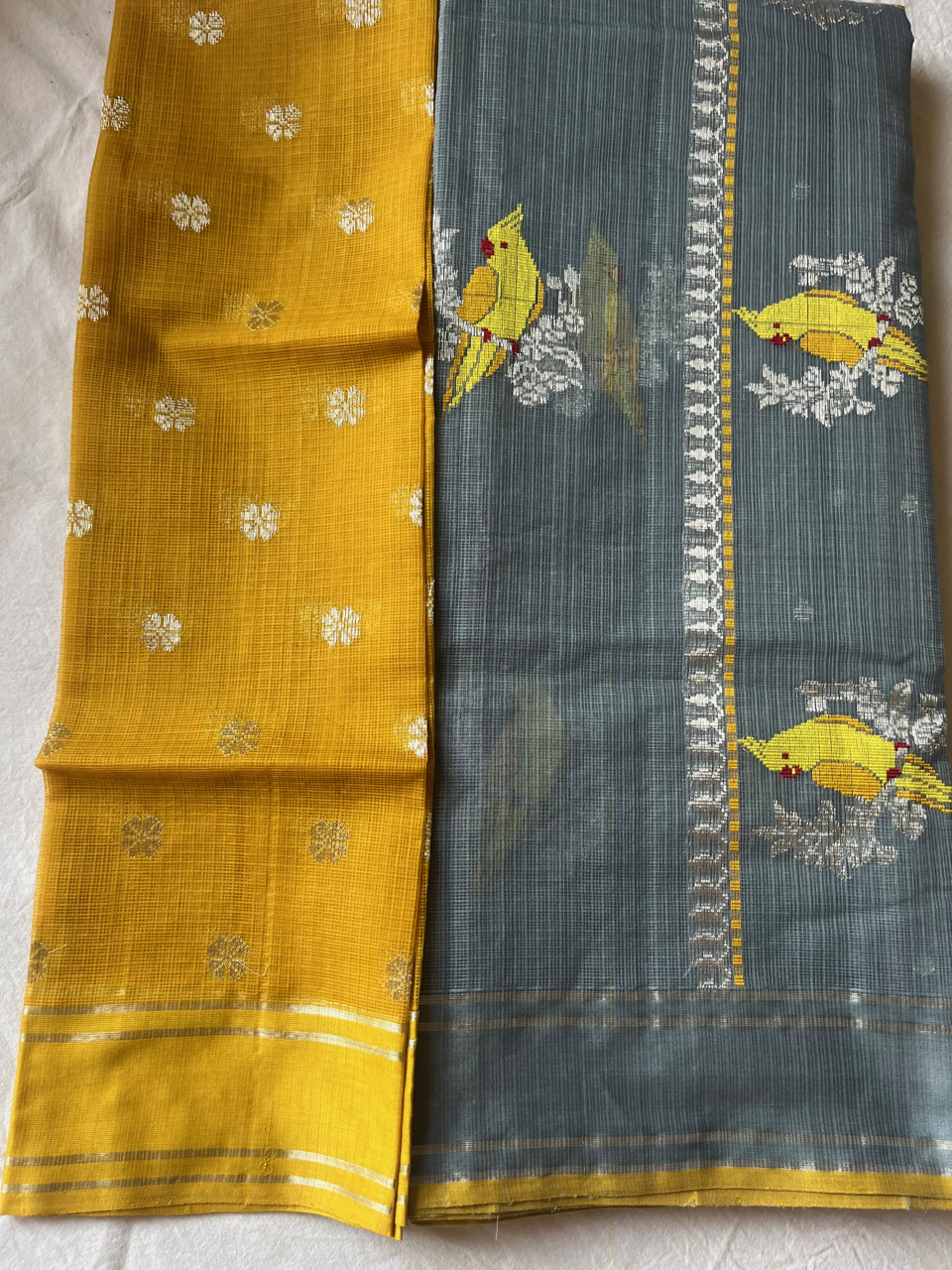 Kota Doria cotton-silk handloom saree with silver zari