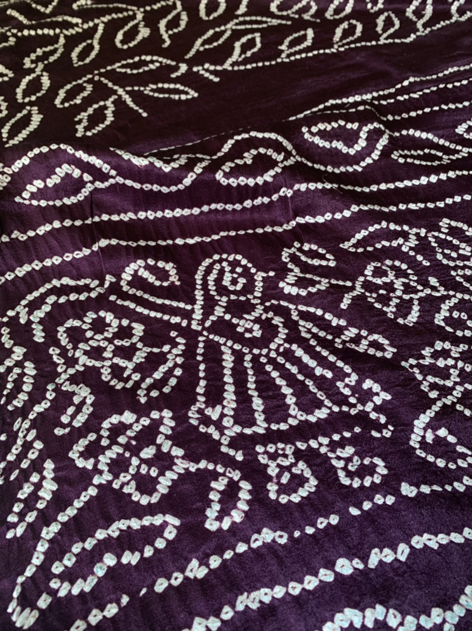 Hand-knotted Bandhani Gajji silk saree