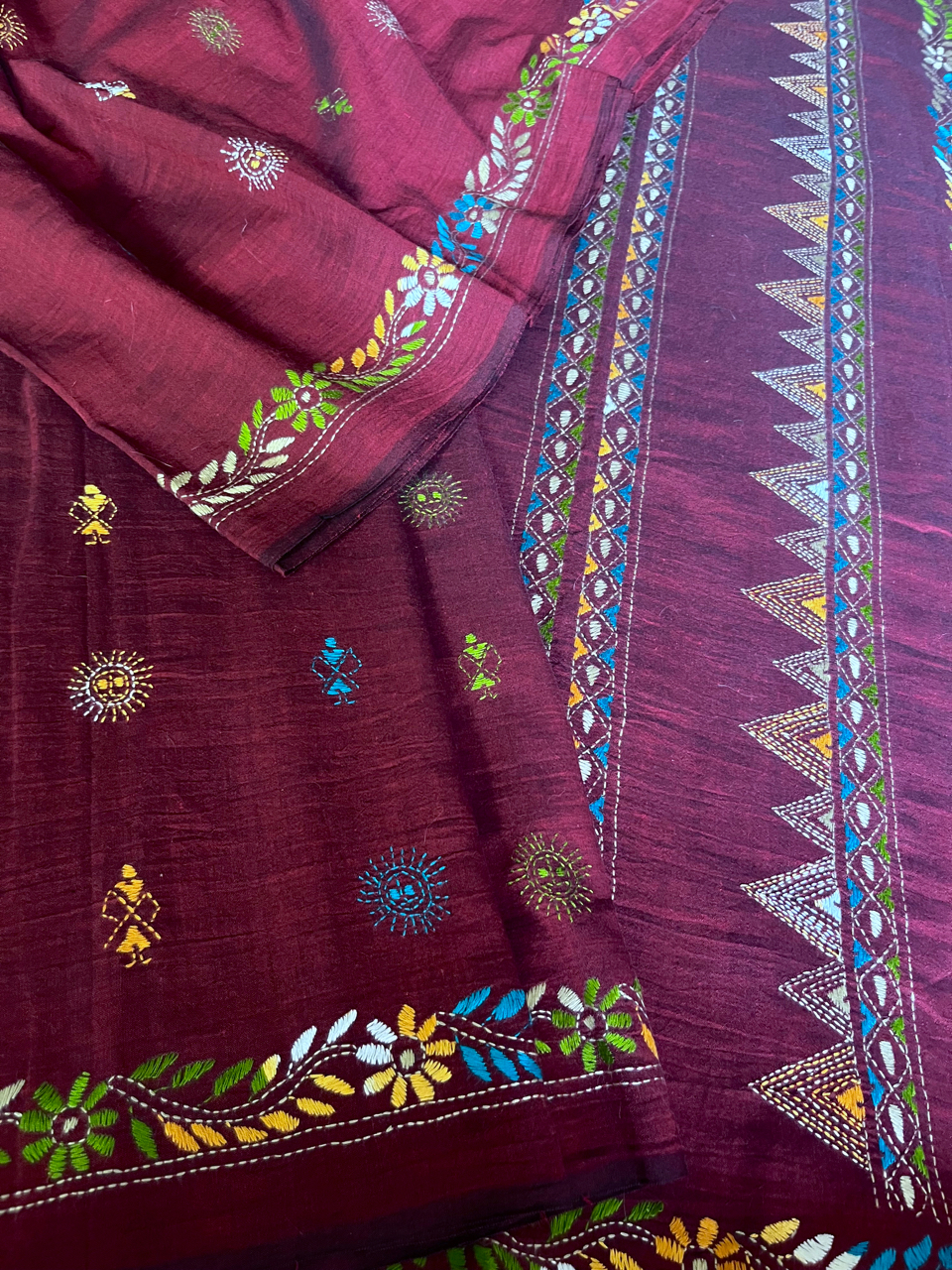 Kantha handspun cotton handloom saree