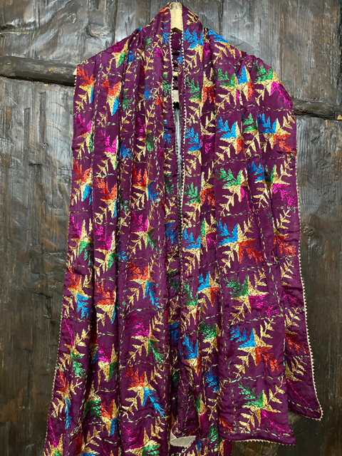 Phulkari hand embroidered chinon chiffon dupatta