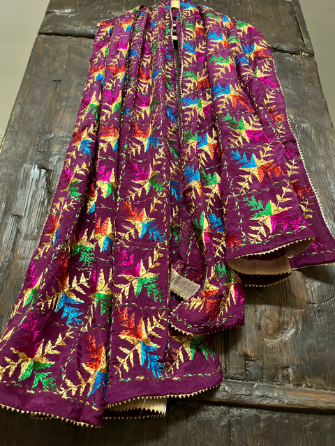 Phulkari hand embroidered chinon chiffon dupatta