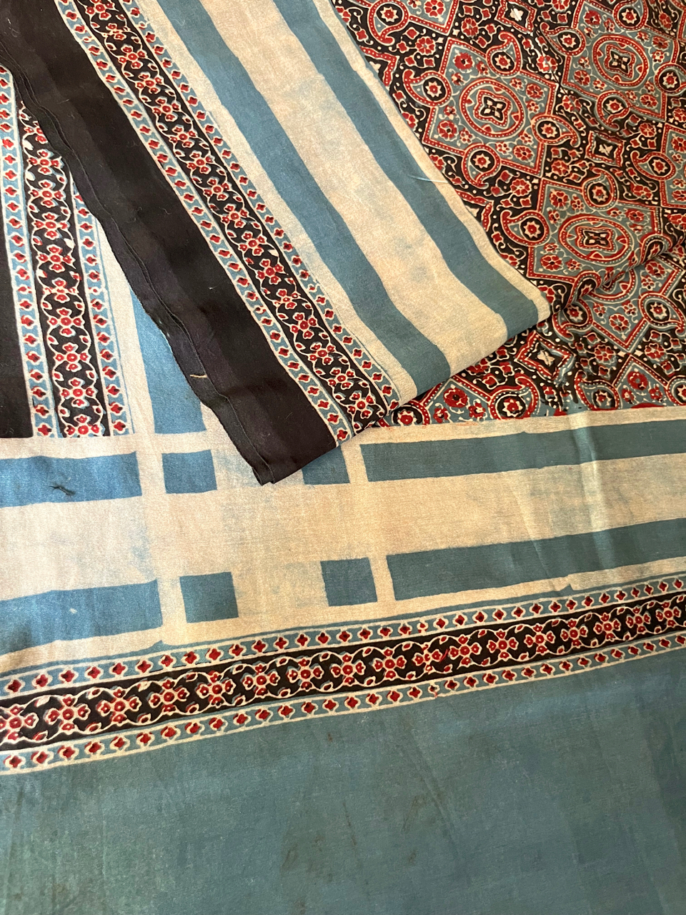 Ajrakh cotton-silk Chanderi saree