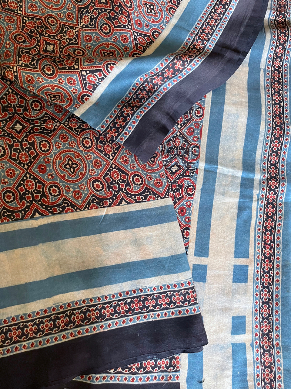 Ajrakh cotton-silk Chanderi saree