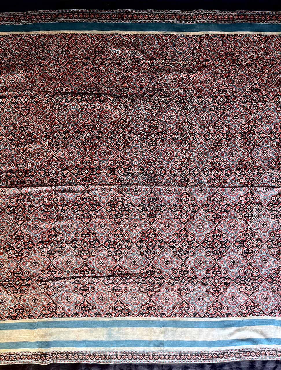 Ajrakh cotton-silk Chanderi saree