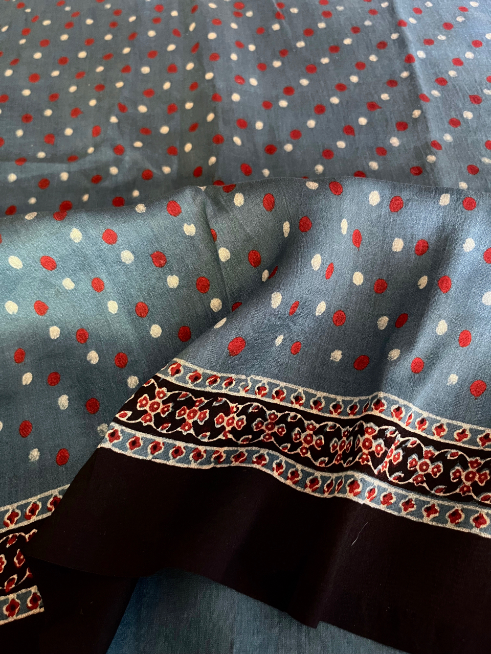 Ajrakh cotton-silk Chanderi saree