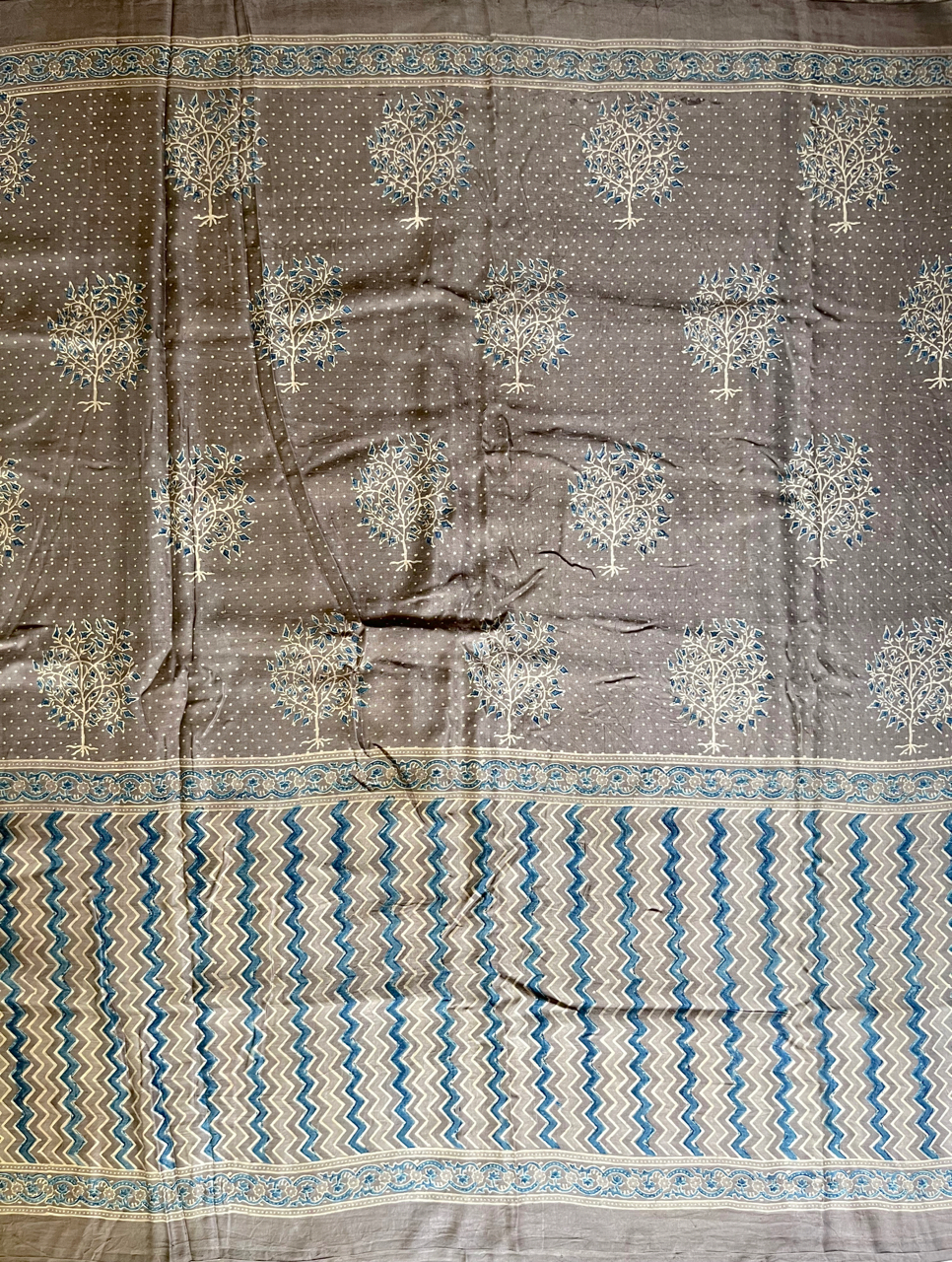 Ajrakh Gajji silk saree
