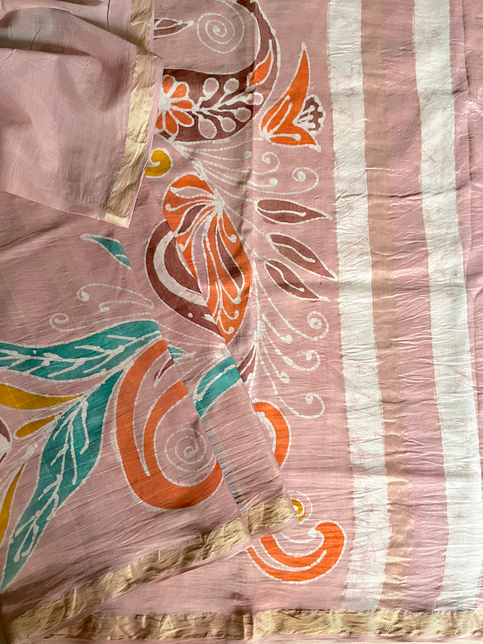 Batik hand painted cotton-silk handloom saree