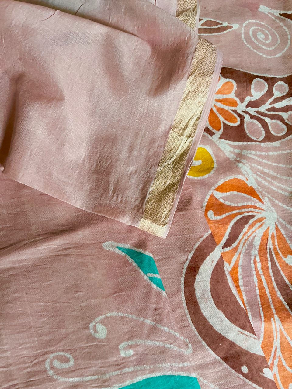 Batik hand painted cotton-silk handloom saree