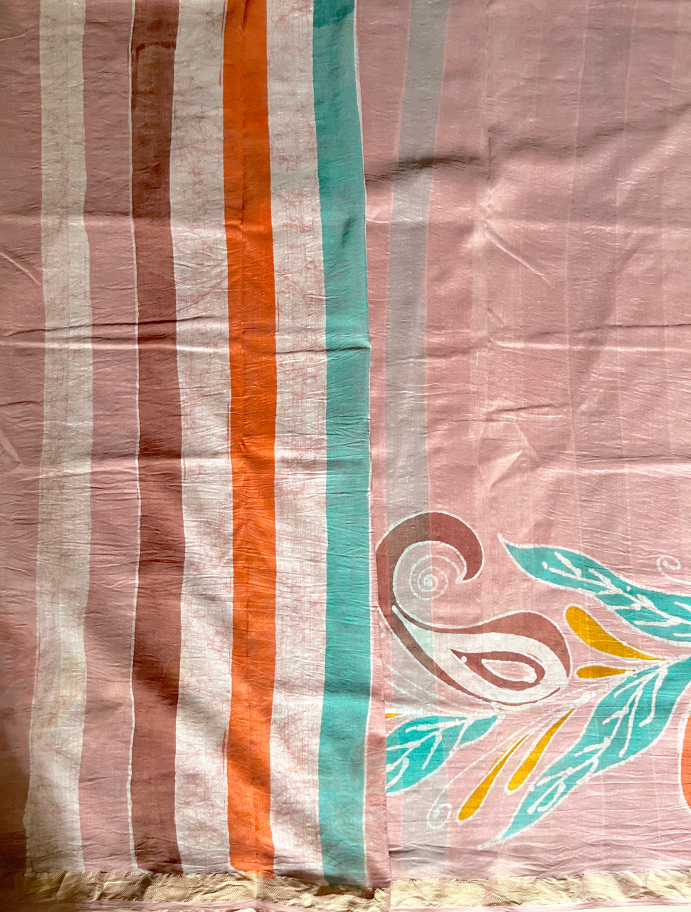 Batik hand painted cotton-silk handloom saree