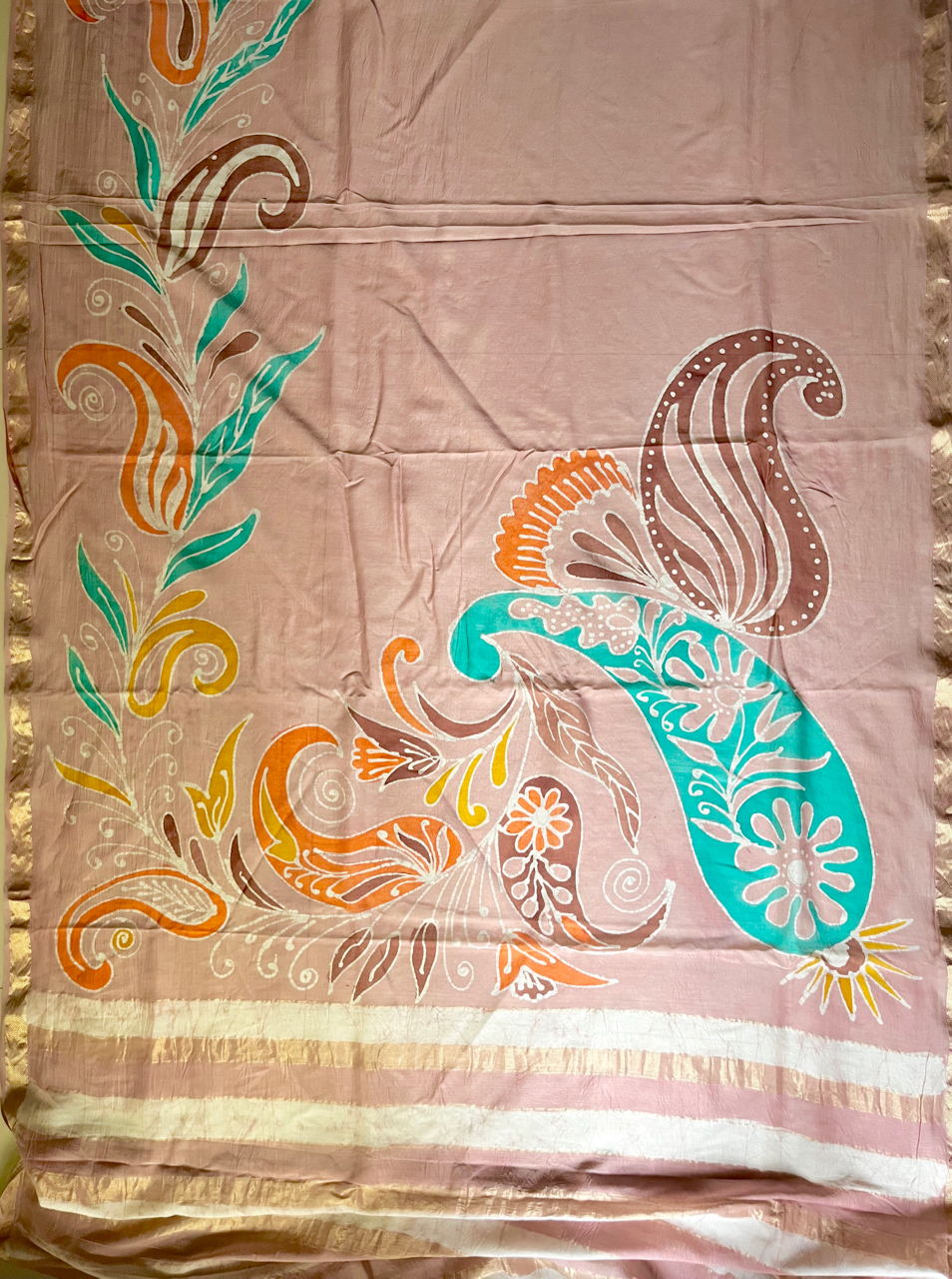 Batik hand painted cotton-silk handloom saree