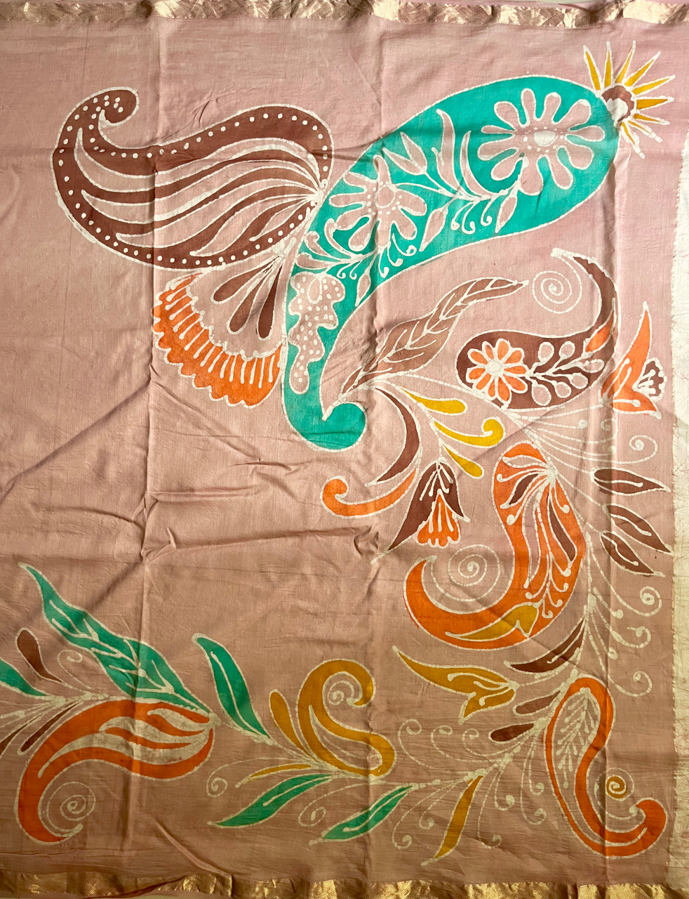 Batik hand painted cotton-silk handloom saree