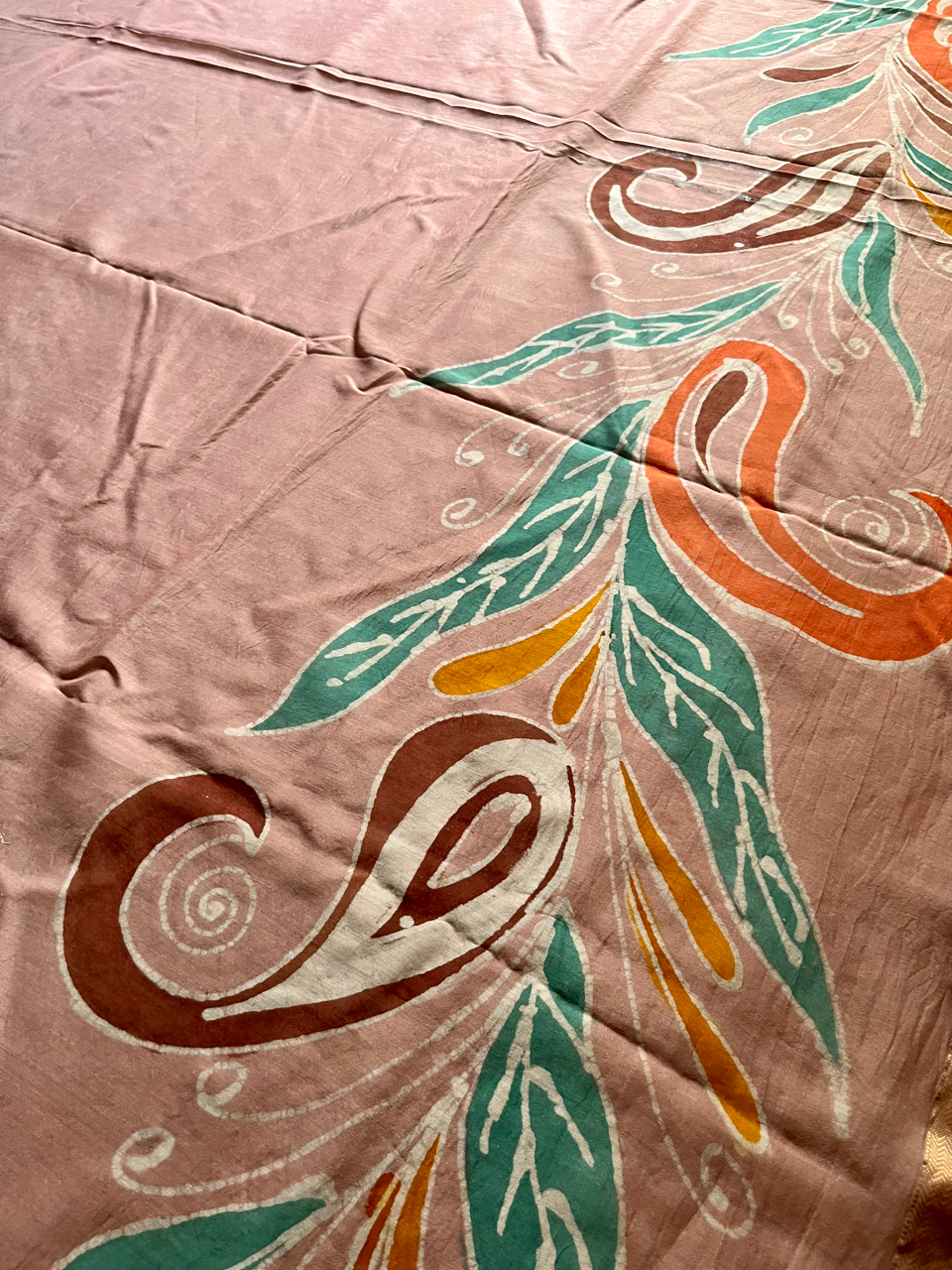 Batik hand painted cotton-silk handloom saree