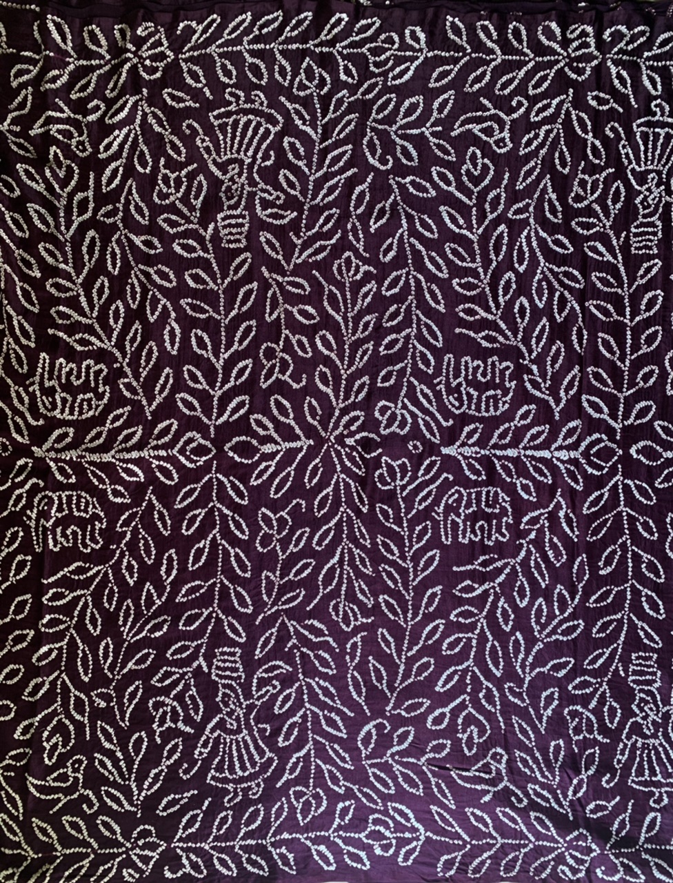 Hand-knotted Bandhani Gajji silk saree